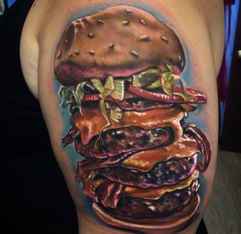 Brilliant Burger Tattoos | Radiant Ink in Bamboo