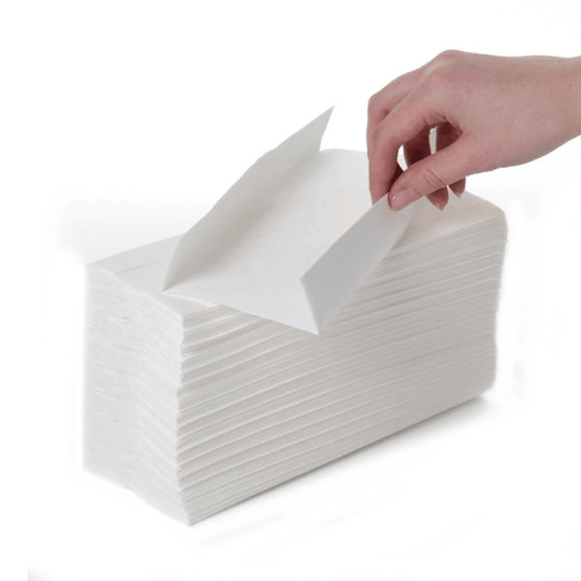 White C Fold Hand Towels 2ply (23x31cm) - 2400 Sheets